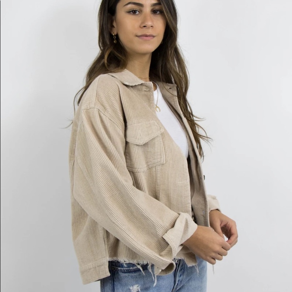 Tan frayed corduroy jacket